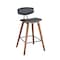Armen Living Fox 28.5" Bar Height Gray Faux Leather and Walnut Wood Mid-Century Modern Bar Stool LCFOBAWAGR30 - alternate 1